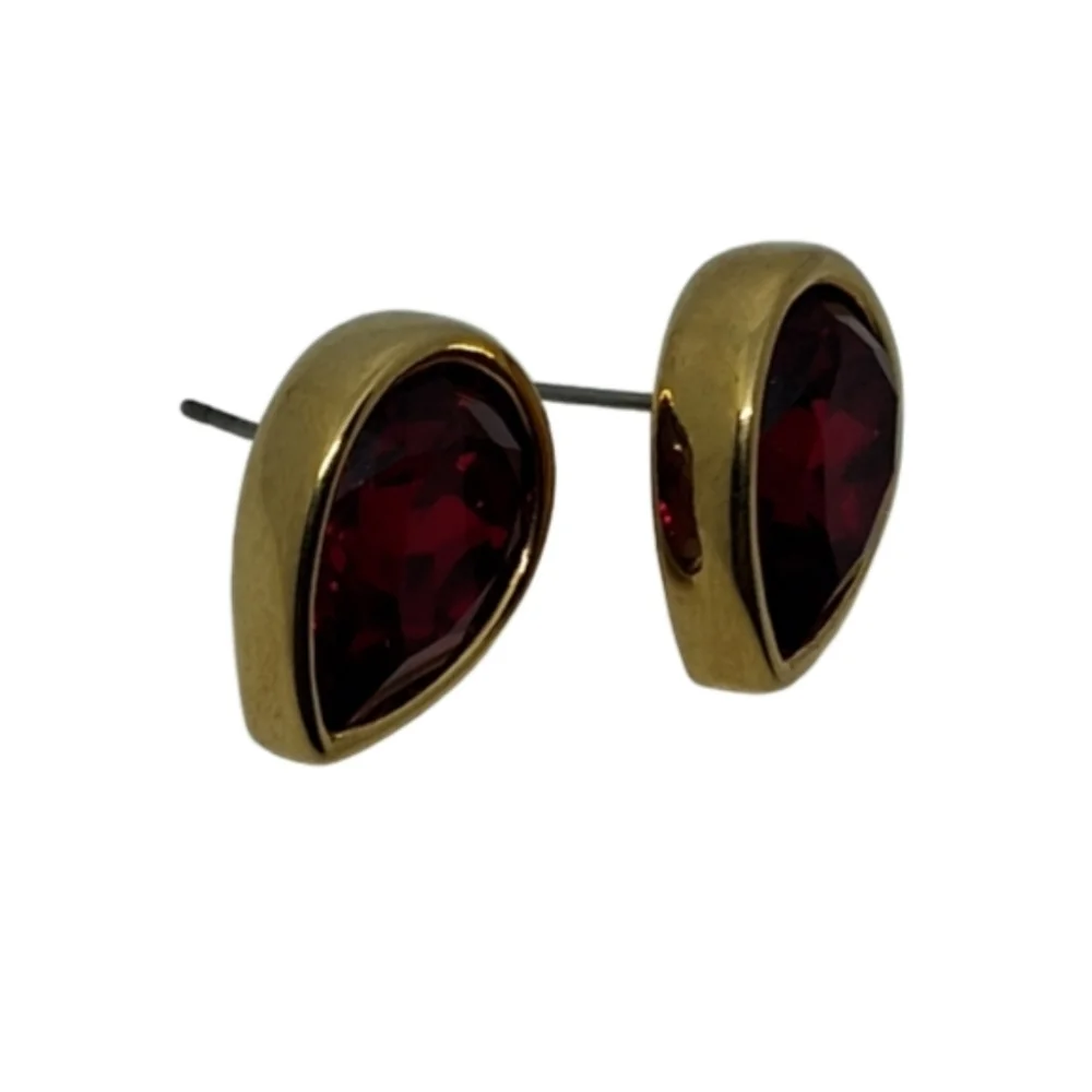 Vintage Swarovski S.A.L. Red Teardrop Stud Earrings
